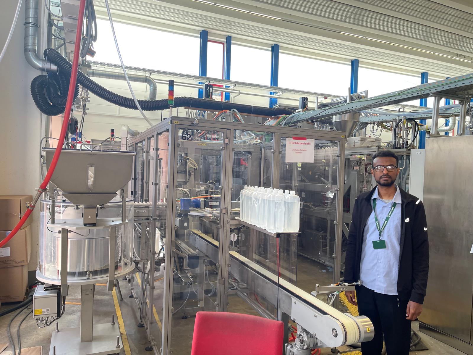 Modern pharmaceutical manufacturing facility interior